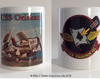 11 oz Mug Set of “2” - USS Oriskany - Navy Air Craft Carrier - Vietnam - Military Memorabilia Mugs