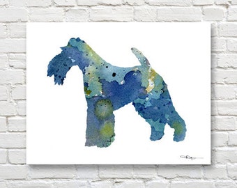 Wire Fox Terrier Art Print - Abstract Watercolor Painting - Wall Decor