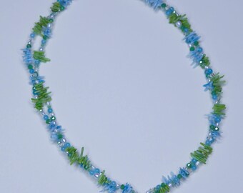 Natural stone choker with vine leaf pendant
