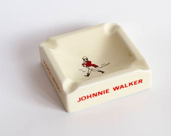 Vintage Johnie Walker Ashtray, Porcelain Ashtray, Tobacciana Collectibles, Manufakturer E.A.Böckling Neudenau Germany