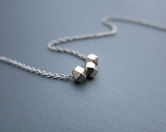 Nuggets Silver Necklace Simple Silver Necklace Small Nugget Necklace