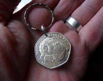 Hedgehog lover coin keyfob British coin keyfob Animal lover gift Hedgehog Gift Wildlife