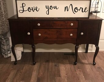 Love you more sign / framed /farmhouse sign/ wood /country wall decor /large/ painted / couples sign