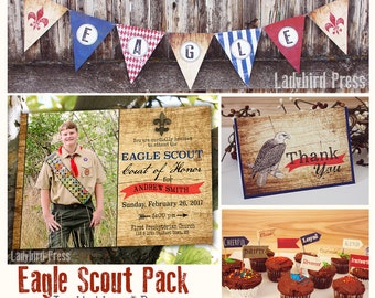 Printable Eagle Scout Pack - Court of Honor Pack - Court of Honor Invite -Boy Scout Banner -Treat Toppers -Thank You Card -Instant Download