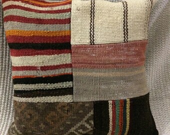 patchwork pillow,white pillow,rug design pillow,line rug pillow