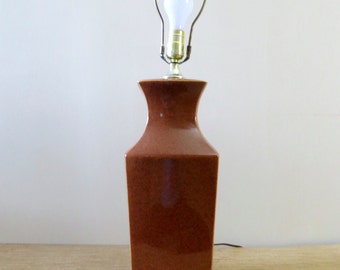 Vintage Mid Century Ceramic Table Lamp - Brown Chestnut