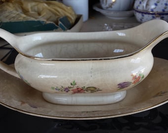 Household Institute by Homer Laughlin gravy boat and plate–