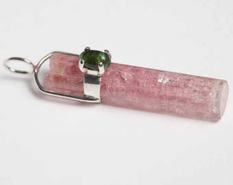 Beautiful Natural Pink Tourmaline Pendant in Sterling Silver