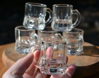 Set of 6 Vintage Clear Glass Shot Glasses by Federal Glass Co.
