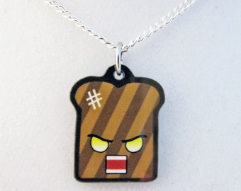 Kawaii Angry Burnt Toast Pendant