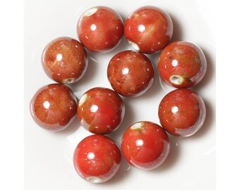 10pc - large ceramic porcelain beads 20mm red 4558550004451 balls
