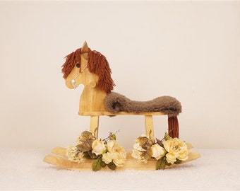Digital Newborn Backdrop Rocking Horse and Flowers. One of a kind prop!