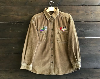 Vintage 80s Corduroy Disney Button-Up Shirt