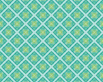 Primavera Tile in Teal Cotton Fabric by Patty Young for Riley Blake