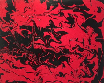 Large Abstract Painting Print On Canvas Red Black