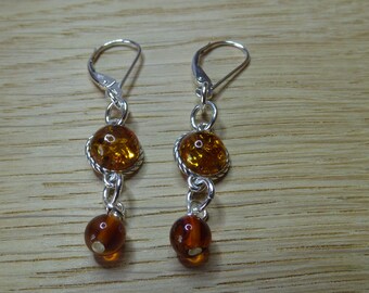 Baltic Amber Earrings. Sterling Silver Earrings.