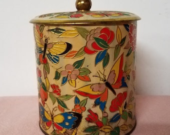 Vintage Tin Designed By Daher Container Made In England "Butterfly"