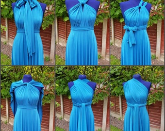 Bridesmaid dress Wedding dress Infinity dress Convertible dress Multiway dress stretch lycra teal Maxi dress FREE tube top made to order