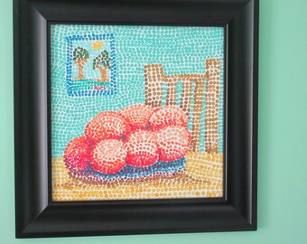 Fruit Bowl and Chair -- a 12" X 12" painting by Rory, an artist with autism