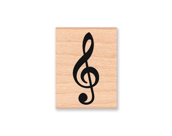 TREBLE CLEF - wood mounted rubber stamp -(MCRS 22-04)