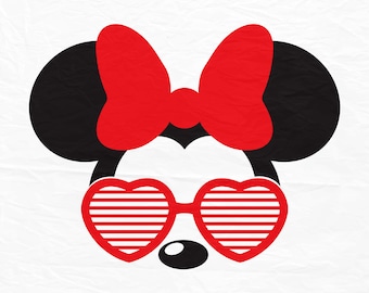 Disney, Mickey, Minnie, Mouse, Aviators Sunglasses, Heart shape, Ears, Digital, Download, TShirt, Cut File, SVG, Iron on, Transfer