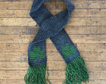 Shamrock Fringe Scarf, St. Patricks Day Scarf, Holiday Fringe Scarf, Green Shamrock