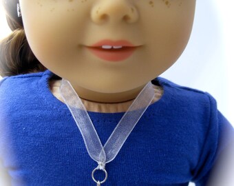 American Girl Sized Ribbon Necklace with Swarovski Crystal Drop