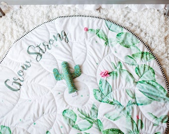 Baby play mat, CACTUS, activity mat, round baby mat, padded mat, floor mat, baby shower gift, photo prop, large baby mat, kid room decor