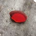 Red frosted bottle base sea glass