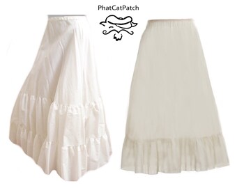 Petticoat, White or Cream Custom Made petticoat, long cotton petticoat, Hippie skirt, Civil war costume, Historical plus size petticoat