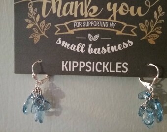 Baby blue faceted cluster leverback earrings