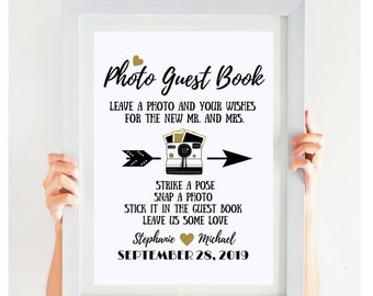On SALE TODAY, Photo Guest Book Sign, Black And Gold, Printable Wedding Sign, Photo Booth Sign, Alternative Wedding Guest Book Sign