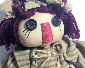 Handmade doll, cloth doll, raggedy doll, Raggedy Ann doll, Country Doll, American doll, gift idea