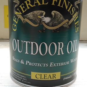 Outdoor Oil ( by Generals) for funiture, chairs, signs, tables, decks, statues, offers wood protection( penetrating oil)