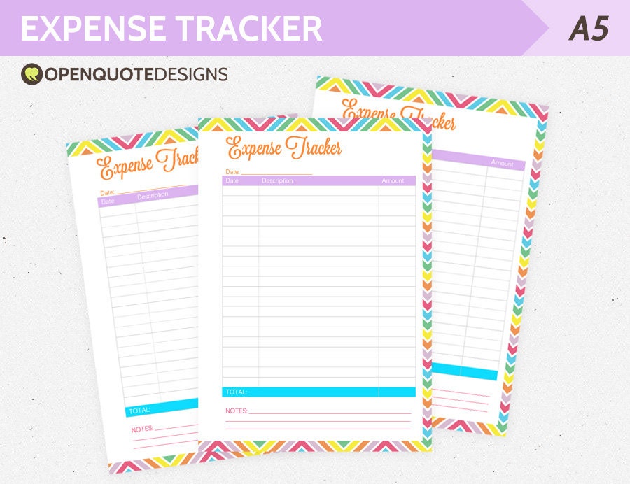 expense log printable
