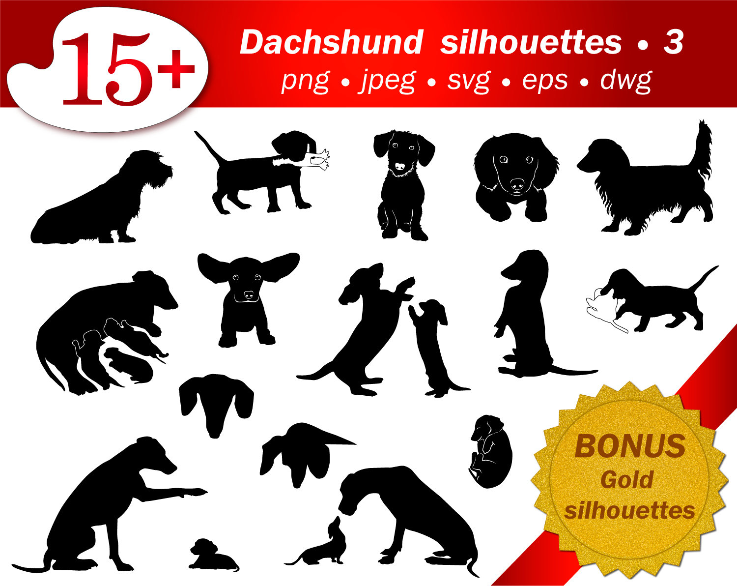 Download SVG Dachshund silhouette clipart dog puppy cameo cricut