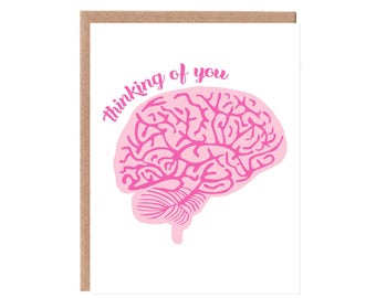 Thinking of You Brain Card -- Neon Pink and Magenta Ink
