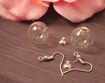 Silver 16mm glass Globe earrings 5 pairs