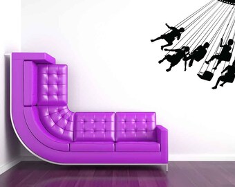 Swing Ride, Carnival Decor, Ferris Wheel Decor, Carnival Ride Art, Vinyl Decal, Kids Wall Art, Home Decor, Kid's Room Decor, Circus Decor