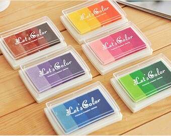 6pcs/Set Stamp Ink Pad - Gradient Color Print Ink Pad - DIY Oil Based Print Craft Pad For Rubber Stamps Paper Wood