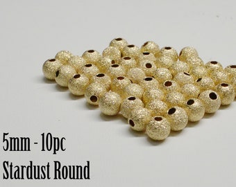 14K Gold Filled Stardust Round Bead, 5mm, Seamless, USA, 10pc