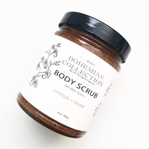 Citrus + Rose BODY SCRUB / Sugar Scrub / Body Scrub / Natural Body Scrub / ORGANIC body Scrub/ Vegan / Exfoliating / Soothing/ Smoothing