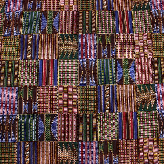 Unique kente print patchwork fabric by the yard/ Printed