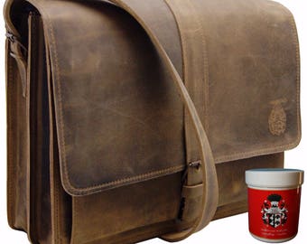 Shoulder bag PLANCK made of antique brown leather - BARON of MALTZAHN
