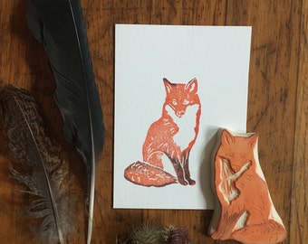 Red Fox Rubber Stamp