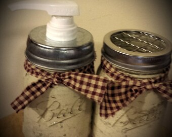 2pc Bathroom Mason Jar Set ~ Pint Size