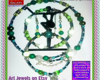 Art Jewel Necklace Choker Jewelry plus Bracelet/Earrings FREE