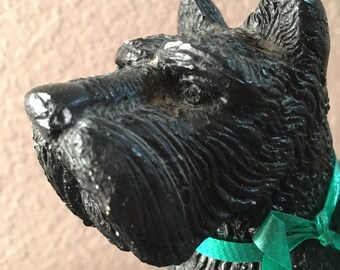 Vintage Plaster Scottie Dog Figurine, Black Scottish Terrier Chalkware Dog, Man's Best Friend Collectible Terrier,Dog Lovers Gift, Black Dog