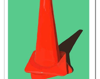 Safety Cone Illustration-Pop Art Print