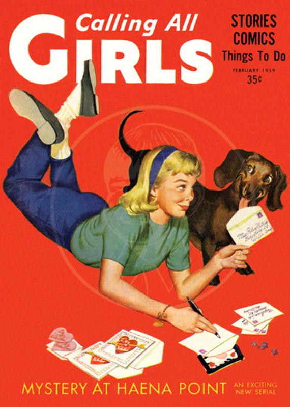 Calling all Girls Feb 1959 10x14 Giclée Canvas Print of